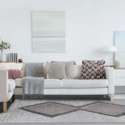 Hot Sale 😉 Miranda Haus Rustic Diamond Bohemian Handmade Wool Indoor Area Rug With Cotton Backing And Fringes Slate 🎁 -Miranda Haus Shop unnamed file 3607