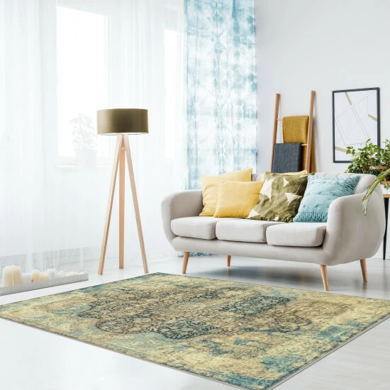 Buy ❤️ Miranda Haus Modern Abstract Medallion Indoor Area Rug Blue ⭐ 3 Buy ❤️ Miranda Haus Modern Abstract Medallion Indoor Area Rug Blue ⭐