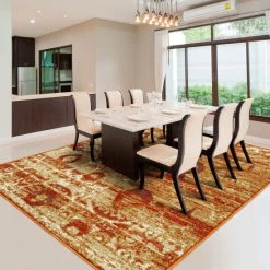 Promo 😍 Miranda Haus Rosemont Abstract Geometric Indoor Area Rug Collection Rust ✔️