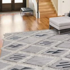 Wholesale 🎁 Miranda Haus Rustic Trellis Handmade Wool Indoor Area Rug With Cotton Backing And Fringes Ivory 👍 -Miranda Haus Shop unnamed file 3721