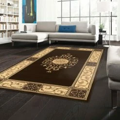 Best reviews of 🎉 Miranda Haus Classic Elegant Medallion Power-Loomed Indoor Area Rug Coffee 👏
