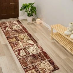 Best Pirce 💯 Miranda Haus Modern Geometric Patchwork Polypropylene Indoor Area Rug Ivory/brown ✔️