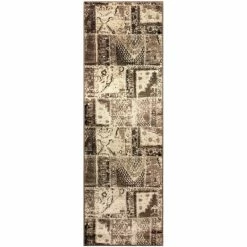 Best Pirce 💯 Miranda Haus Modern Geometric Patchwork Polypropylene Indoor Area Rug Ivory/brown ✔️ -Miranda Haus Shop unnamed file 3782