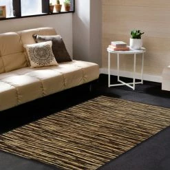 Discount ⌛ Miranda Haus Geometric Modern Abstract Striped Indoor Area Rug Brown 🎁