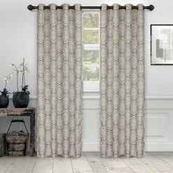 Best reviews of 👏 Miranda Haus Varnie Jacquard Grommet Curtain Panel (Set Of 2) Bronze ⭐