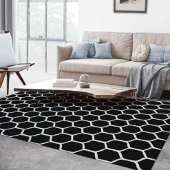 New ✨ Miranda Haus Collection Hand Tufted Honeycomb Wool Rug (5'x8') (India) - 5' X 8' Teal/ivory 🥰