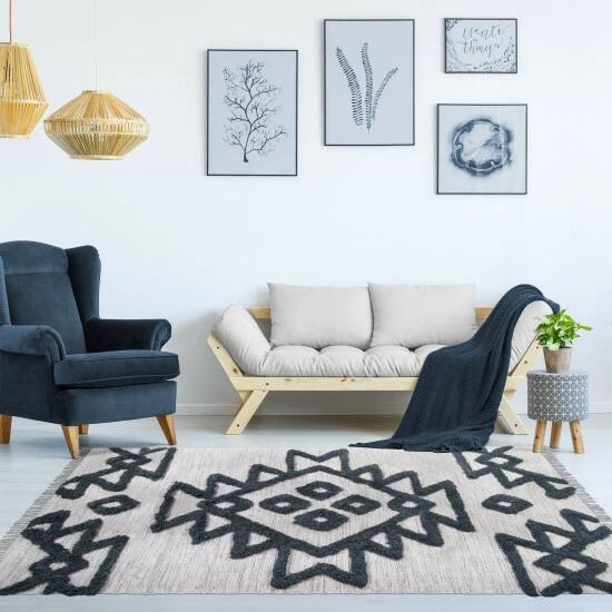 Outlet π Miranda Haus Geometric Bohemian Handmade Wool Indoor Area Rug With Cotton Backing With Fringes Sand-taupe π 4 Outlet π Miranda Haus Geometric Bohemian Handmade Wool Indoor Area Rug With Cotton Backing With Fringes Sand-taupe π - Image 2