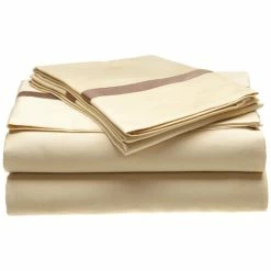Outlet 👏 Miranda Haus 300 Thread Count Cotton Solid Hotel Border Bed Sheet Honey/mocha 😍 -Miranda Haus Shop unnamed file 3981