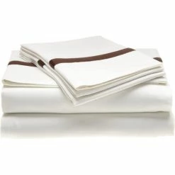 Outlet 👏 Miranda Haus 300 Thread Count Cotton Solid Hotel Border Bed Sheet Honey/mocha 😍 -Miranda Haus Shop unnamed file 3984