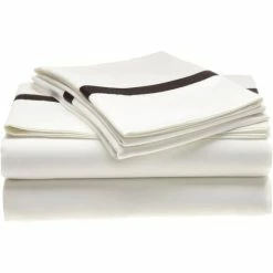 Outlet 👏 Miranda Haus 300 Thread Count Cotton Solid Hotel Border Bed Sheet Honey/mocha 😍 -Miranda Haus Shop unnamed file 3985