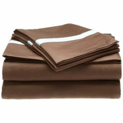 Outlet 👏 Miranda Haus 300 Thread Count Cotton Solid Hotel Border Bed Sheet Honey/mocha 😍 -Miranda Haus Shop unnamed file 3986