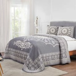 Outlet 🎉 Miranda Haus Antique Medallion Cotton Blend Jacquard Bedspread Set Turquoise 🧨 -Miranda Haus Shop unnamed file 4038