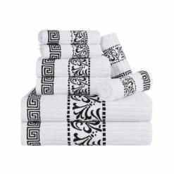 Best Pirce 👍 Miranda Haus Cotton Soft And Quick Drying 8 Piece Bathroom Towel Set - 8 PC Ivory-navy 🔥 -Miranda Haus Shop unnamed file 4078