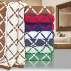 Outlet 😍 Miranda Haus Reversible Diamond 100% Cotton Bath Sheet - Set Of 2 Charcoal White 🔥