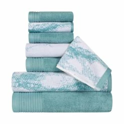 Best Pirce ❤️ Miranda Haus Cotton Quick-Drying 8-Piece Solid And Marble Towel Set - 8 PC Set Teal 👍 -Miranda Haus Shop unnamed file 4150