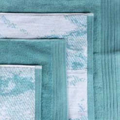 Best Pirce ❤️ Miranda Haus Cotton Quick-Drying 8-Piece Solid And Marble Towel Set - 8 PC Set Teal 👍 -Miranda Haus Shop unnamed file 4151