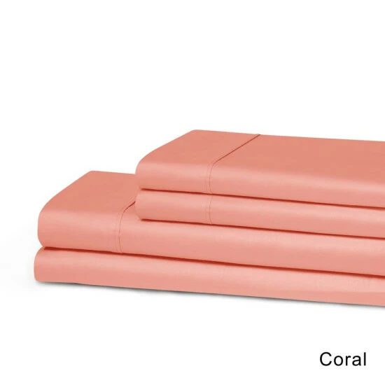 Cheap ๐ฅ 300 Thread Count Cotton Breathable Deep Pocket Solid Bed Sheet Set By Miranda Haus Peach ๐ฅฐ 6 Cheap ๐ฅ 300 Thread Count Cotton Breathable Deep Pocket Solid Bed Sheet Set By Miranda Haus Peach ๐ฅฐ - Image 4