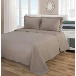 Best Sale 🥰 Miranda Haus Carrollton Floral Checkered Cotton Quilt Set Taupe 👍 -Miranda Haus Shop unnamed file 4232