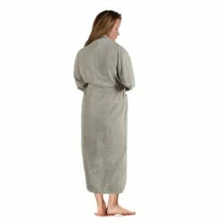 Best Pirce 👏 Miranda Haus Unisex Cotton Terry Kimono Bathrobe With Embroidery Robe Charcoal/white 🔔 -Miranda Haus Shop unnamed file 4260