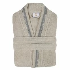 Best Pirce 👏 Miranda Haus Unisex Cotton Terry Kimono Bathrobe With Embroidery Robe Charcoal/white 🔔 -Miranda Haus Shop unnamed file 4261