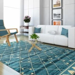 Outlet 👍 Miranda Haus Jarvis Modern Geometric Diamonds Area Rug Collection Blue 🔥 -Miranda Haus Shop unnamed file 434