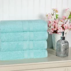 Top 10 ⭐ Miranda Haus 100% Ultra Soft Cotton 4-Piece Highly Absorbent Medium Weight Solid Bath Towel Set Cyan 👍 -Miranda Haus Shop unnamed file 4362