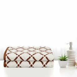 Discount 😉 Miranda Haus Reversible Diamond Cotton Bath Towel (Set Of 2) Charcoal/white ⭐ -Miranda Haus Shop unnamed file 4369