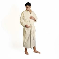 Outlet 🌟 Miranda Haus Men's Turkish Cotton Ultra-Soft Absorbent Long Bathrobe Cream 🎁 -Miranda Haus Shop unnamed file 4404