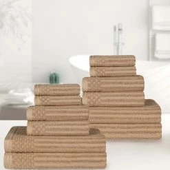 Coupon 🧨 Miranda Haus Cotton 12-Piece Solid And Checkered Border Towel Set Ivory ⭐ -Miranda Haus Shop unnamed file 4411