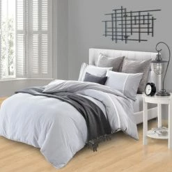 Cheapest 🌟 Miranda Haus Riverton 300 Thread Count Stripe Cotton Duvet Cover Set White 😀 -Miranda Haus Shop unnamed file 4526