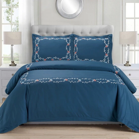 Hot Sale β€οΈ Cotton Traditional Floral Embroidery Duvet Cover Set By Miranda Haus π 3 Hot Sale β€οΈ Cotton Traditional Floral Embroidery Duvet Cover Set By Miranda Haus π