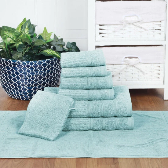 Buy ⭐ Miranda Haus Egyptian Cotton 8 Piece Bath, Hand, And Face Towel Set Aqua ✔️ 3 Buy ⭐ Miranda Haus Egyptian Cotton 8 Piece Bath, Hand, And Face Towel Set Aqua ✔️