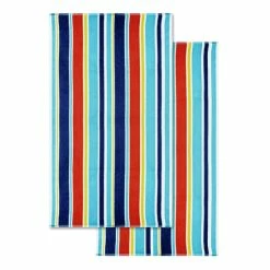 Cheapest 😉 Miranda Haus Cotton Oceana Stripe Oversized Beach Towel (Set Of 2) - 34" Wide X 64" Long 🔔