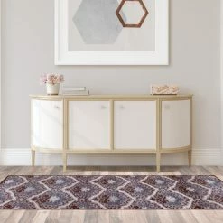 Buy 😀 Miranda Haus Redondo Printed Non-Slip Washable Indoor Area Rug Grey 👍 -Miranda Haus Shop unnamed file 485