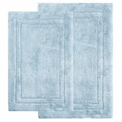 Outlet 🎁 Miranda Haus Cotton 2-piece Solid Non-slip Backing Bath Rug Set Light Blue 🎁 -Miranda Haus Shop unnamed file 51