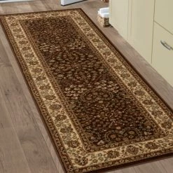New 🤩 Miranda Haus Traditional Oriental Floral Power-Loomed Indoor Area Rug Taupe 🤩