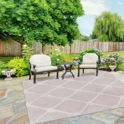 Cheapest ❤️ Miranda Haus Coastal Geometric Lattice Indoor/ Outdoor Area Rug Ivory 🔥