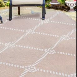 Cheapest ❤️ Miranda Haus Coastal Geometric Lattice Indoor/ Outdoor Area Rug Ivory 🔥 -Miranda Haus Shop unnamed file 609