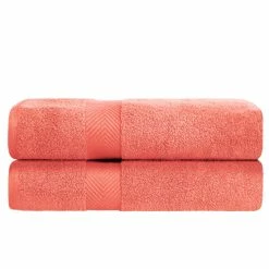 Cheapest 🤩 Miranda Haus Absorbent Zero Twist Cotton Bath Towel (Set Of 2) Coral 🤩 -Miranda Haus Shop unnamed file 61