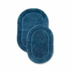 Hot Sale 😉 Miranda Haus Cotton Non-slip Oval 2-piece Bath Rug Set Silver 🛒 -Miranda Haus Shop unnamed file 66