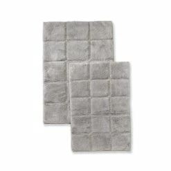 Deals 🎁 Miranda Haus Cotton Checkers 2-piece Non-skid Bath Rug Silver ✔️ -Miranda Haus Shop unnamed file 665