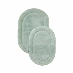 Hot Sale 😉 Miranda Haus Cotton Non-slip Oval 2-piece Bath Rug Set Silver 🛒 -Miranda Haus Shop unnamed file 67