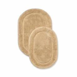 Hot Sale 😉 Miranda Haus Cotton Non-slip Oval 2-piece Bath Rug Set Silver 🛒 -Miranda Haus Shop unnamed file 70