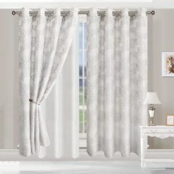 Outlet 🥰 Miranda Haus Foliage Vintage Rustic Leaves Sheer Curtain Set With 2 Panels White 😀 -Miranda Haus Shop unnamed file 757