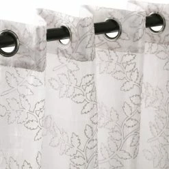 Outlet 🥰 Miranda Haus Foliage Vintage Rustic Leaves Sheer Curtain Set With 2 Panels White 😀 -Miranda Haus Shop unnamed file 758