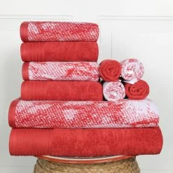 Coupon ⭐ Miranda Haus Cotton Quick-Drying 10-Piece Solid And Marble Towel Set Terra Cotta 🔔 -Miranda Haus Shop unnamed file 768