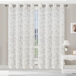 Buy 🤩 Miranda Haus Bohemian Floral Scroll Sheer Curtain Set With 2 Panels Ivory 🥰 -Miranda Haus Shop unnamed file 784
