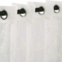 Buy 🤩 Miranda Haus Bohemian Floral Scroll Sheer Curtain Set With 2 Panels Ivory 🥰 -Miranda Haus Shop unnamed file 787