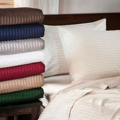Cheapest 🌟 Miranda Haus Gyda Stripe Egyptian Cotton Pillowcases (Set Of 2) Mocha 🎉