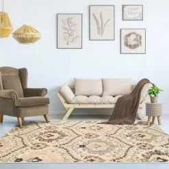 Buy 🥰 Miranda Haus Rustic Floral Damask Non-Slip Indoor Area Rug Ivory ❤️ -Miranda Haus Shop unnamed file 863